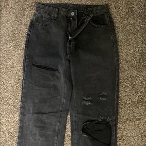 Long black ripped jeans